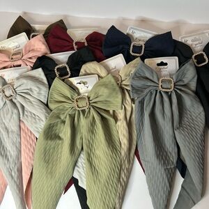 10 pc Elegant Bow Hair Clips with Rhinestone Buckle